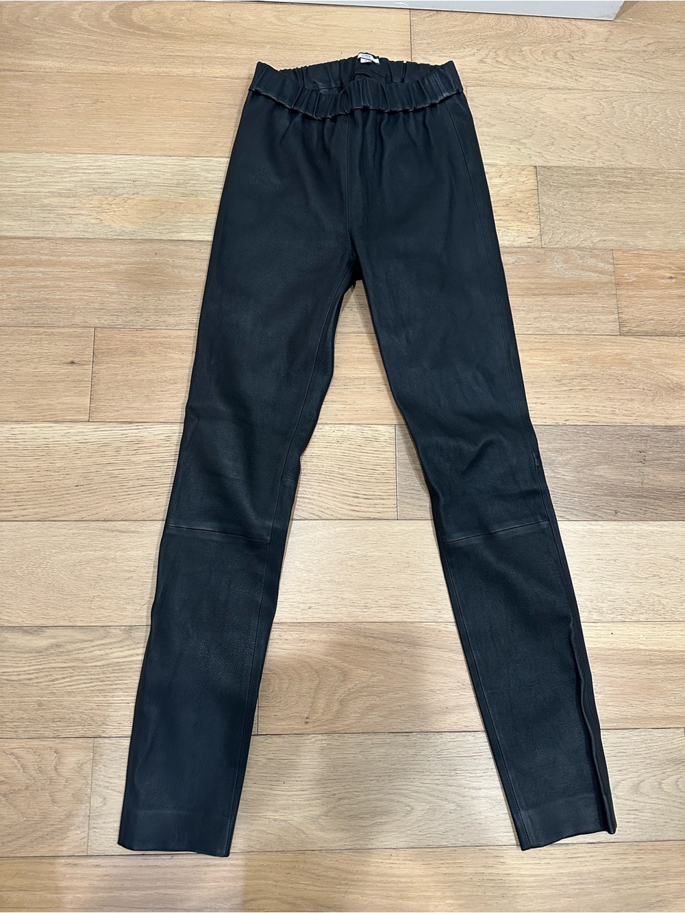 J. Crew Collection Leather Black Pull On Skinny Leggings Pants Size 2